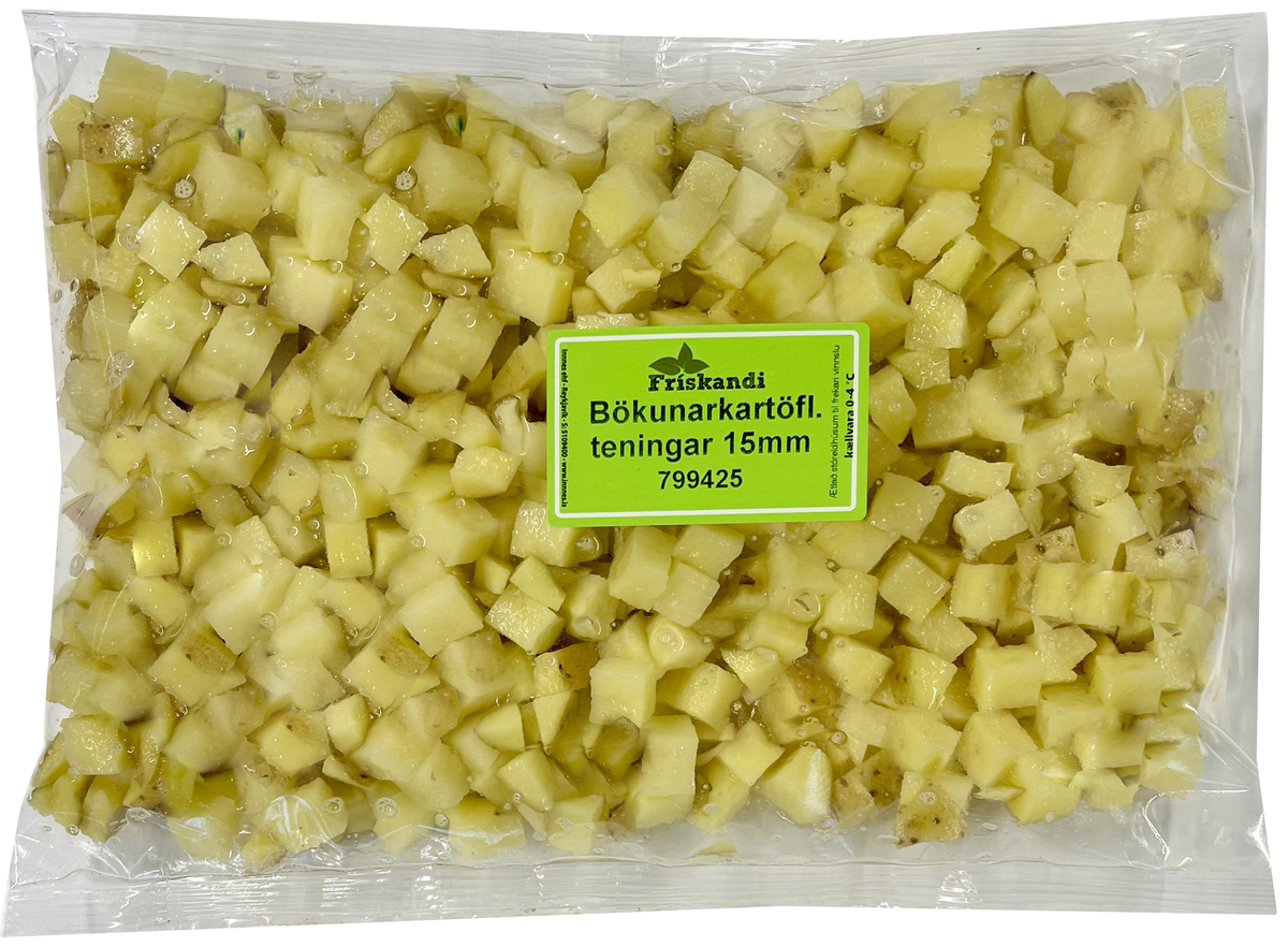 Bökunarkartöflur teningar 15mm 5kg fata (P)