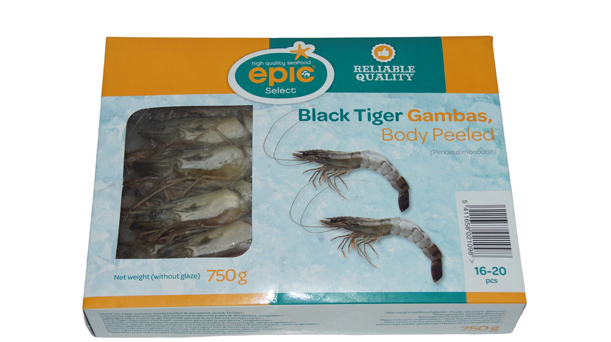 Tígrisrækja heil/hrá 16/20 HOBTBP 25% 12x1kg