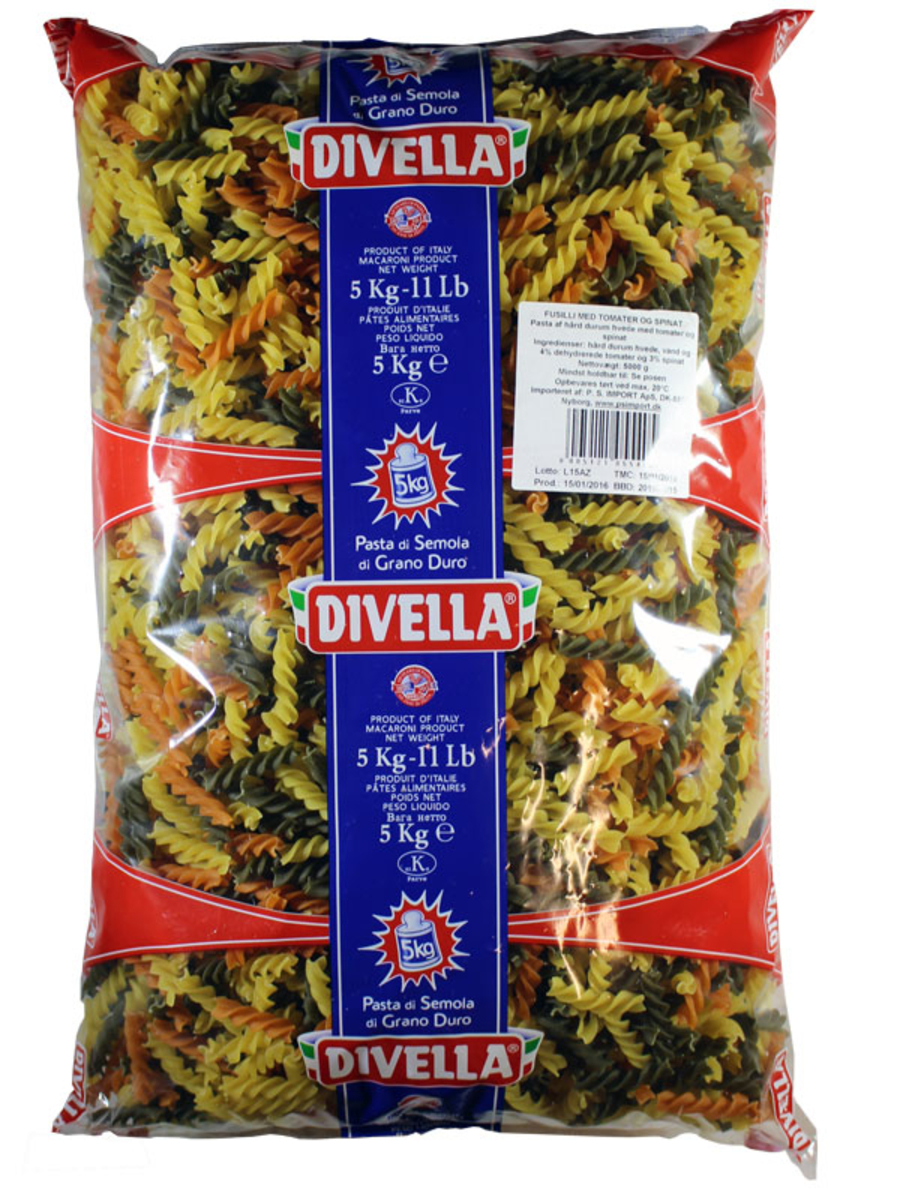 Divella Fusilli Tricolore (3 lita skrúfur)3x5kg