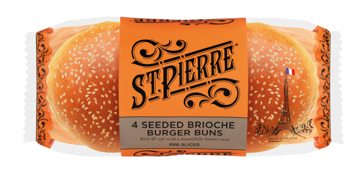 St P Burger Buns Brioche 62,5g 4pk W/Seed 18x250g