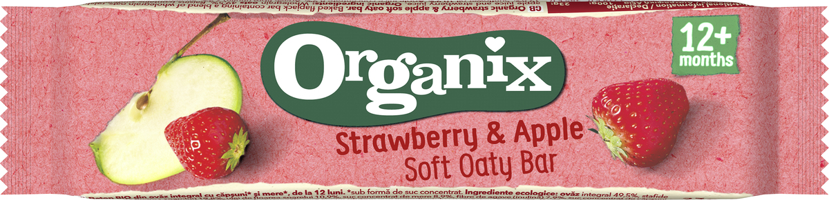Organix Jarðarberja & epla hafrastykki 16x23g