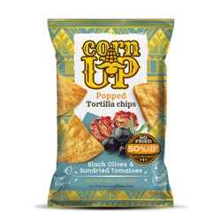 CornUP Tortilla chips Black Olives & Sundried Tomatoes 24x60
