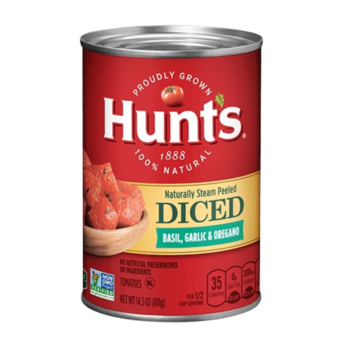 Hunt's Tómatar Teningar Basil, Hvítlauk & Oregano 12x411g