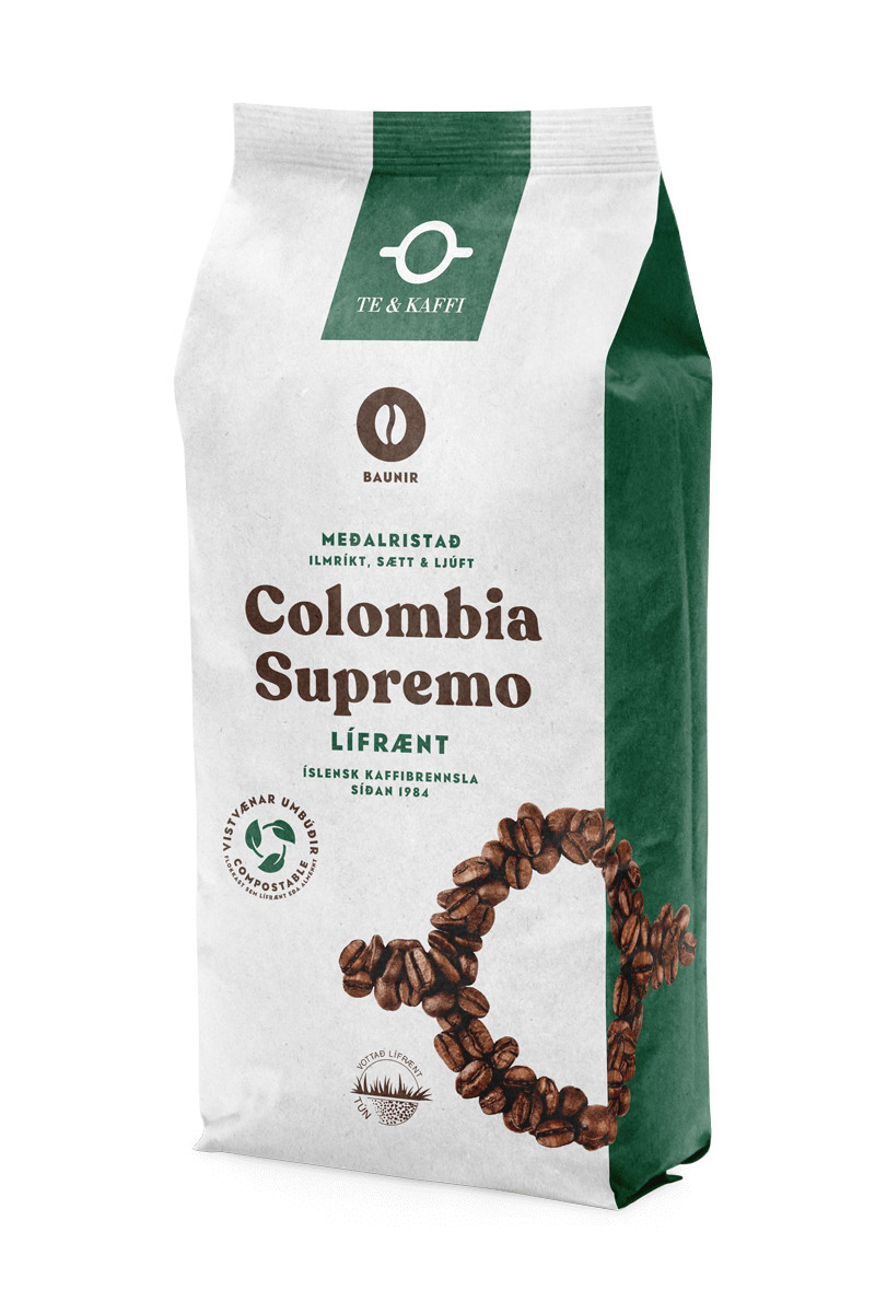Te & Kaffi Colombia Supremo Lífrænt Baunir 9x800gr
