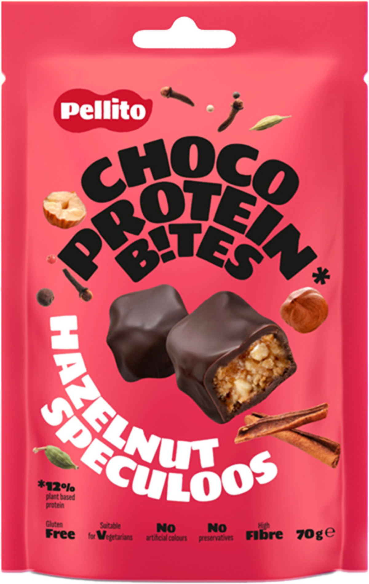 Pellito Choco ProteinBitesHazelnut &Speculoos 8x70gr