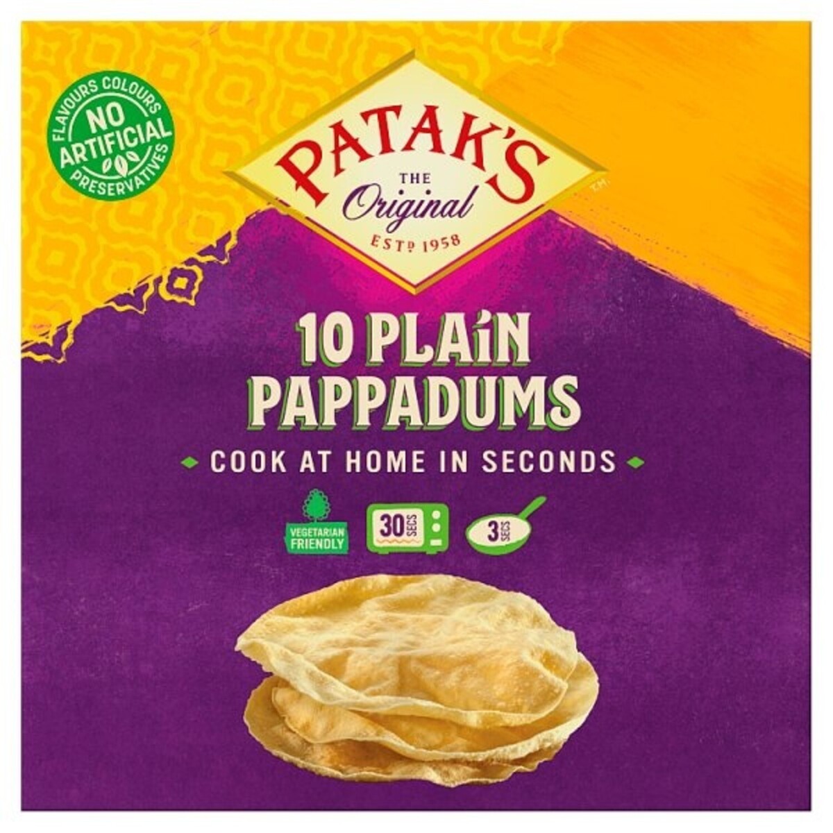 Pataks Pappadums Plain 12x100gr