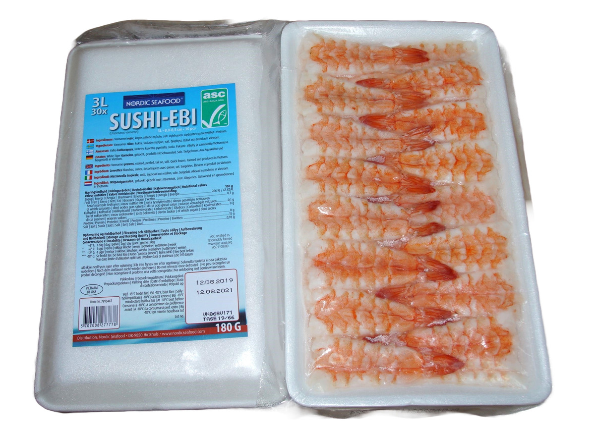 Sushi EBI ASC 3L  Cooked  30x180g