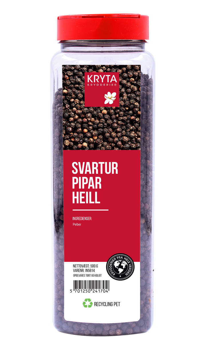 Kryta Svartur Pipar heill - Peber Sort Hel 9x500g