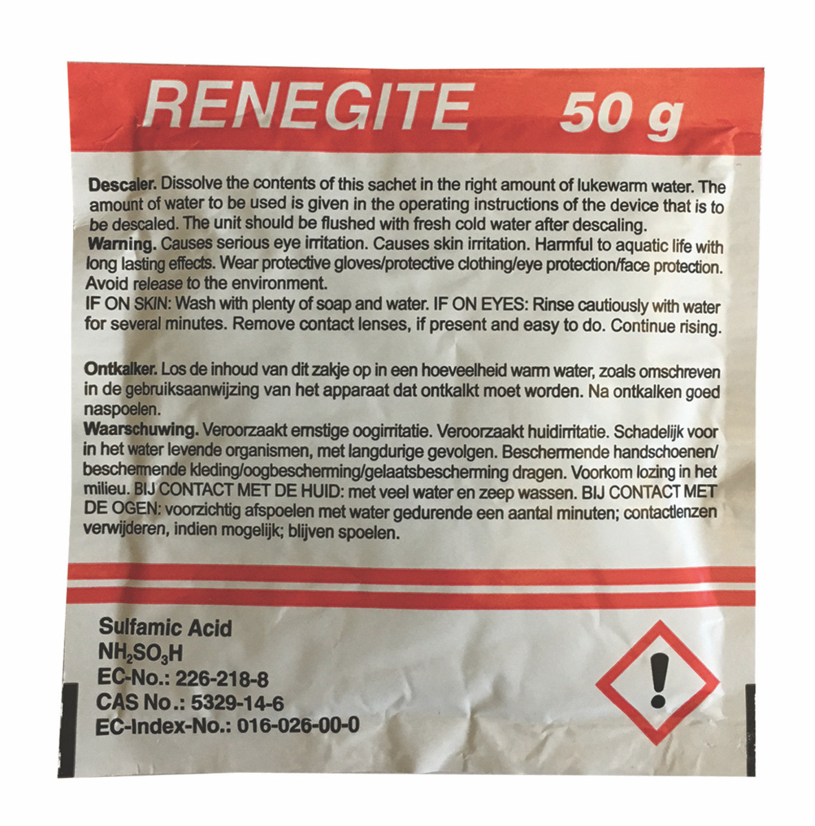 Hreinsir (kalk) rauð bréf fyrir vélar (4X15X50GR)