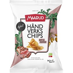 Maarud Håndverkschips Biff, Pepper & onion 18x150g