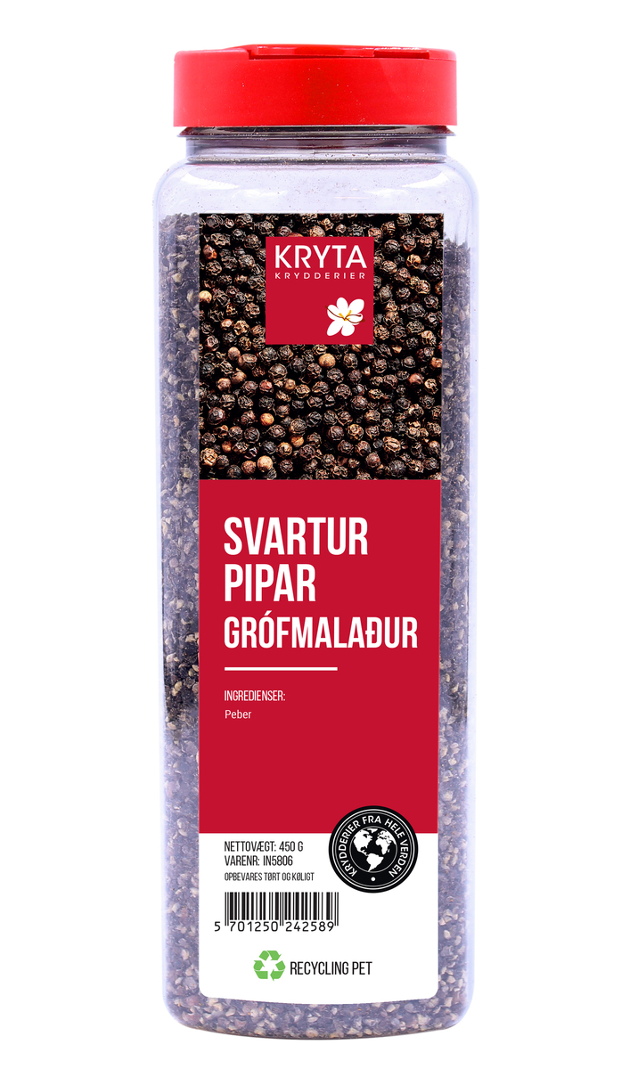 Kryta Svartur Pipar grófmalaður - Peber sort knust grov 9x4