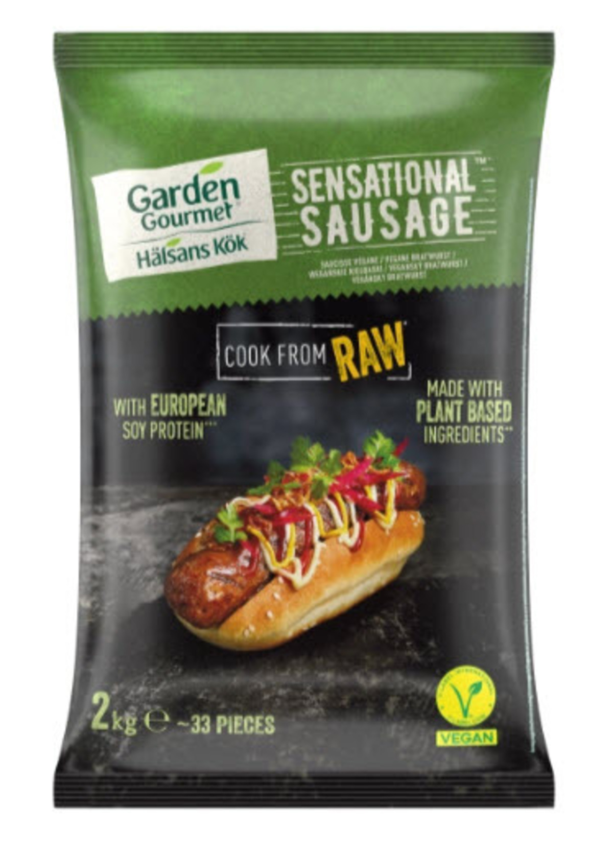 Garden Gourmet/HK Vegan Sensational Sausage (22 stk) 3x2kg
