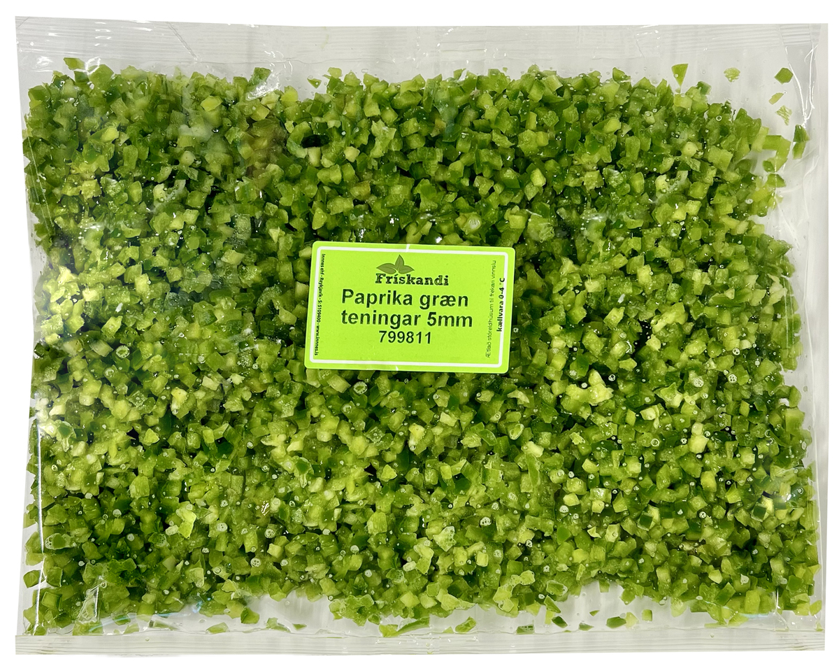 Paprika græn teningar 5mm 3kg (P)