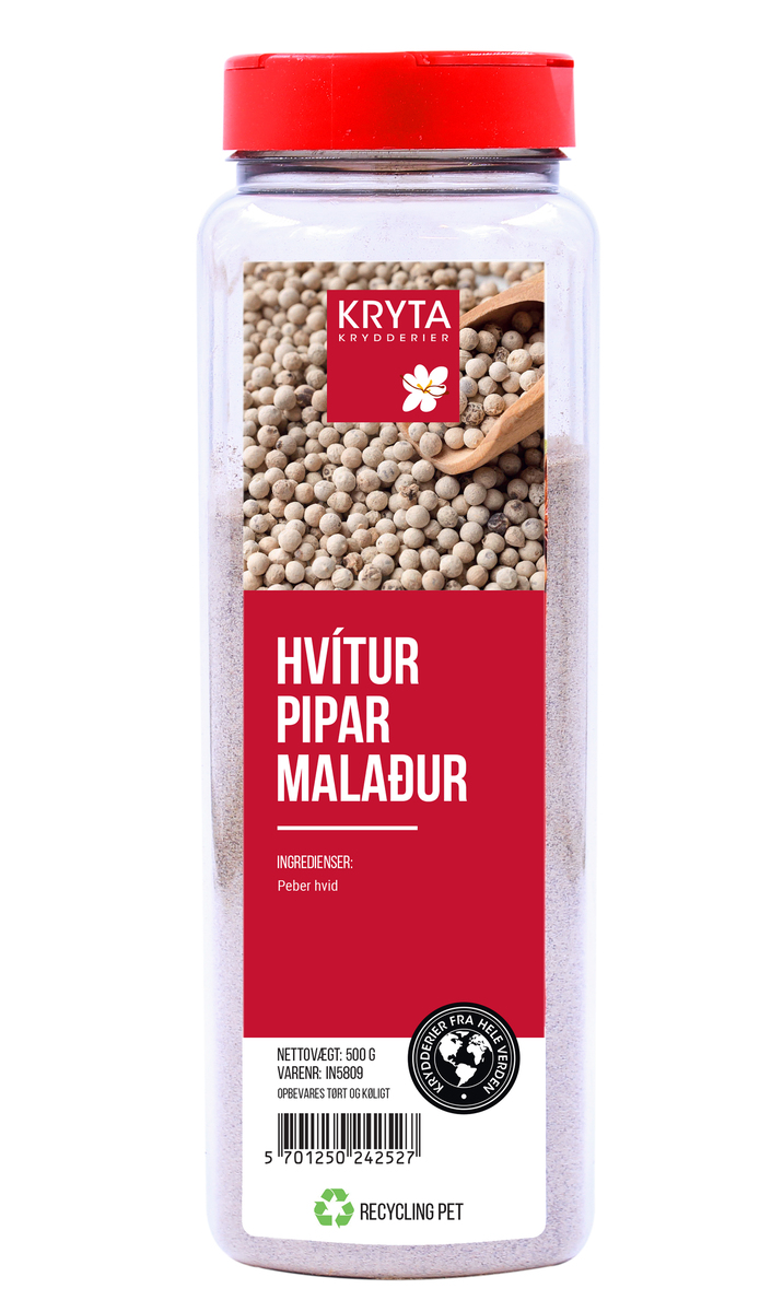 Kryta Hvítur Pipar malaður - Peber hvid stødt 9x500g
