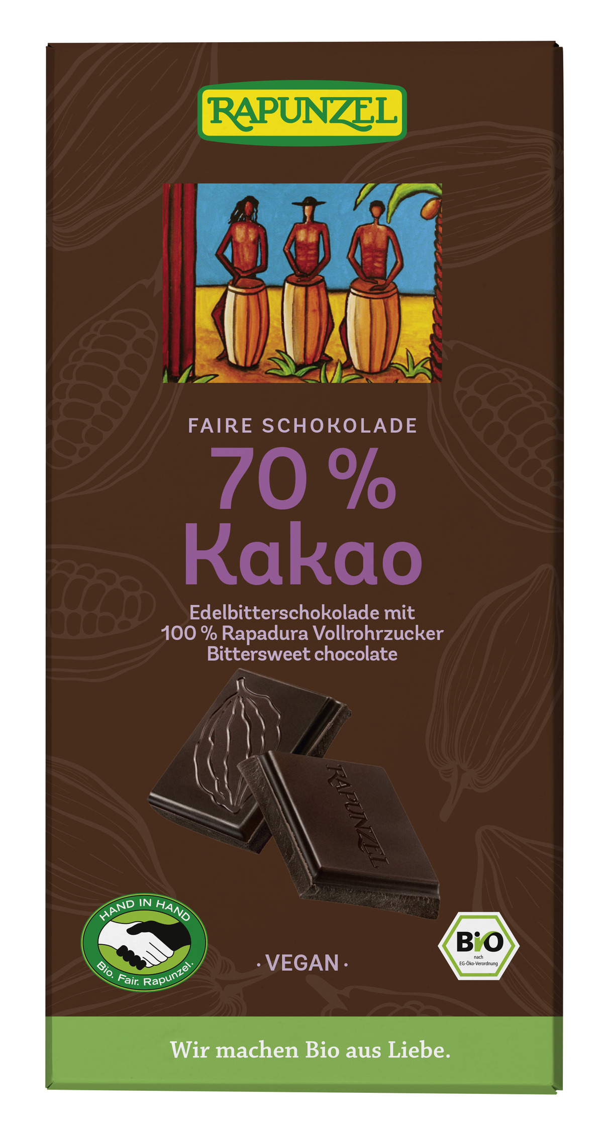 Rapunzel Dökkt 70% Súkkulaði m.Rapadura 12x80gr (GB)