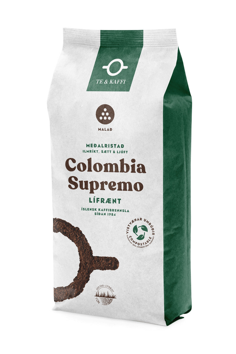 Te & Kaffi Colombia Supremo Lífrænt Malað 9x800gr
