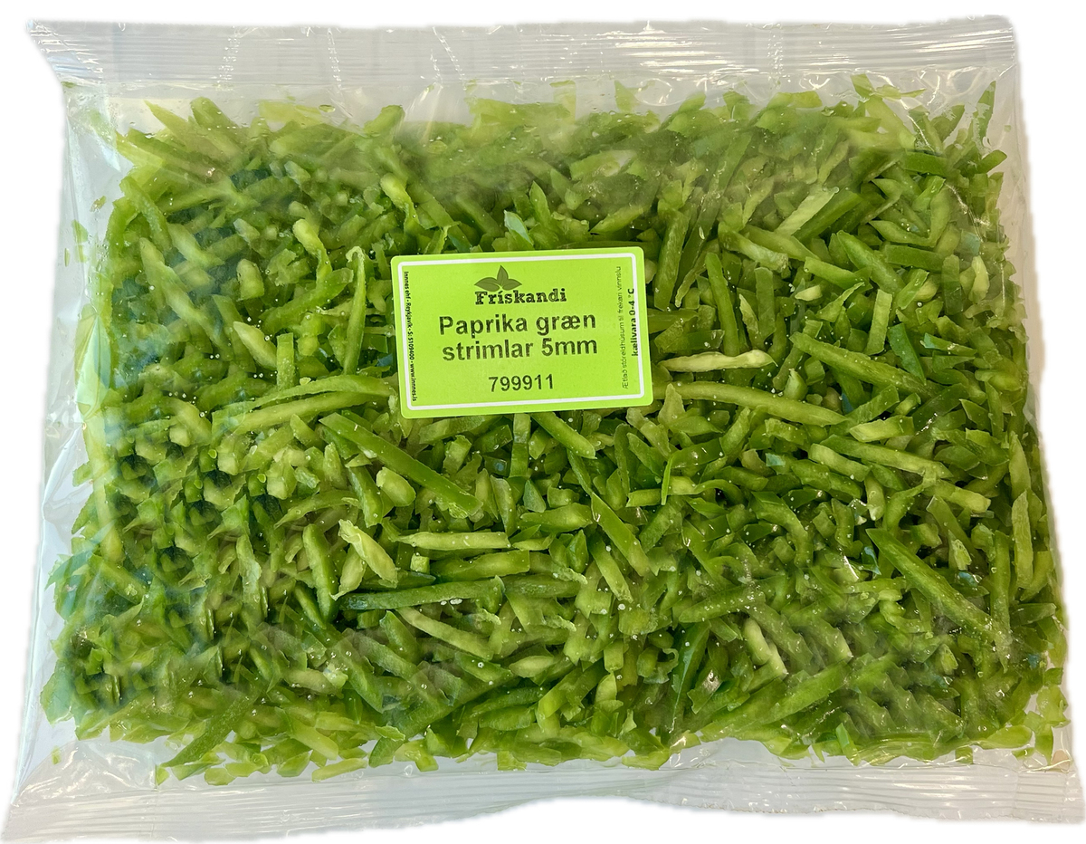 Paprika græn strimlar 5mm 3kg (P)
