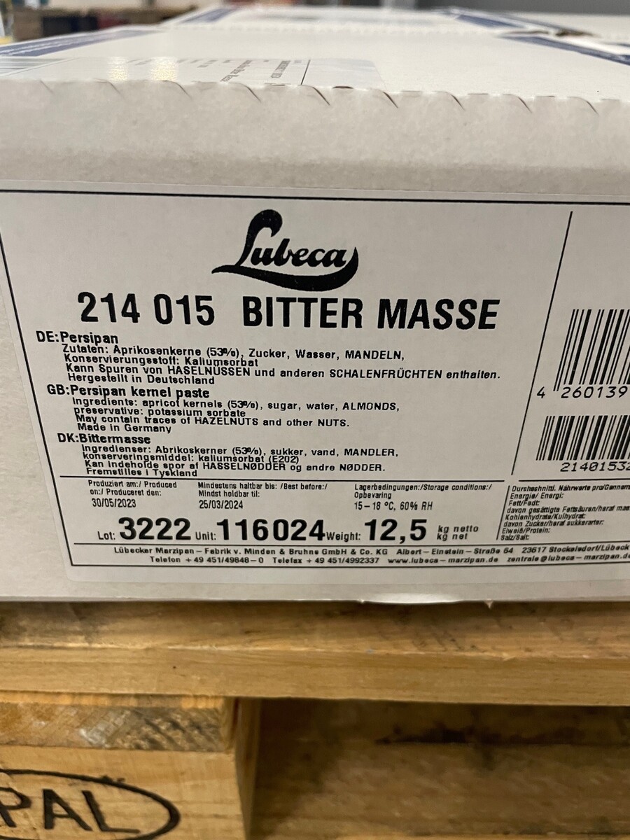 Lubeca Bitter Masse - Persipan kernel paste 12,5kg