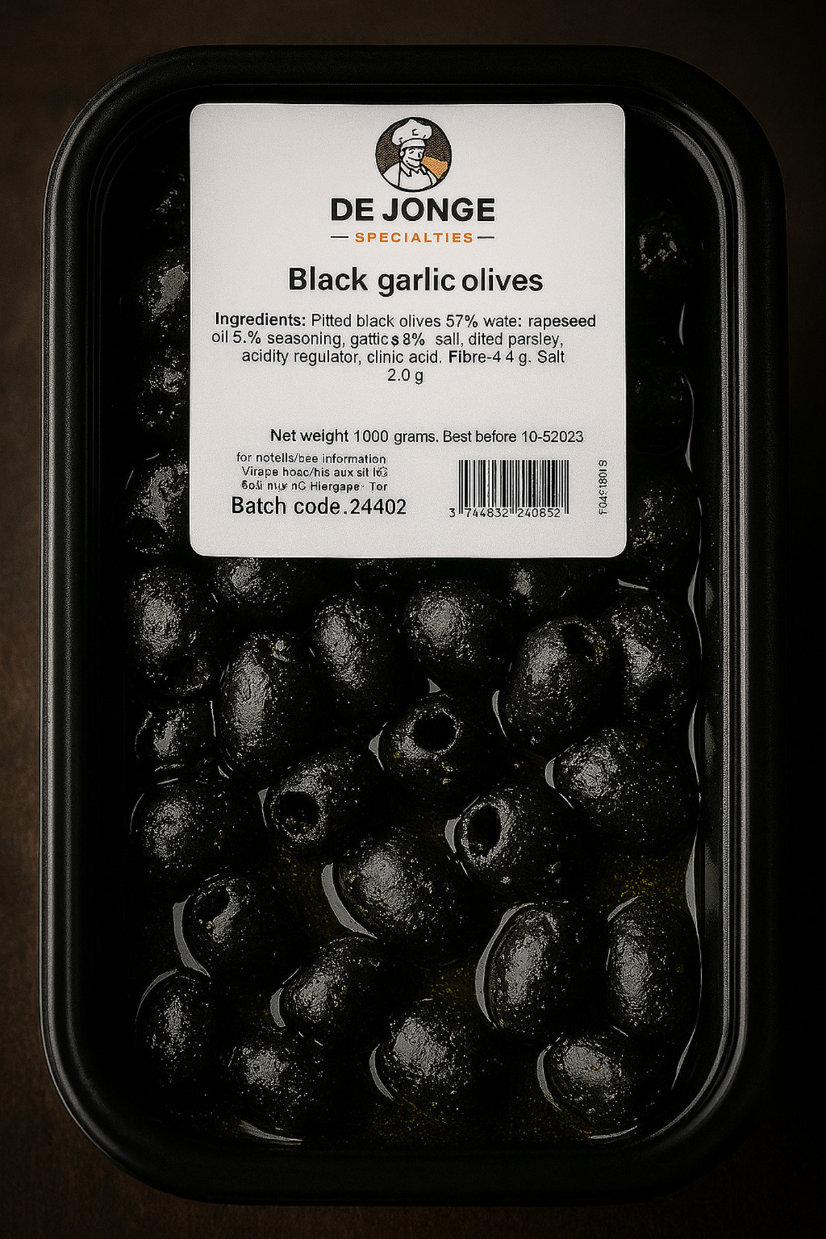 De Jonge Black garlic olives 6x1,1kg
