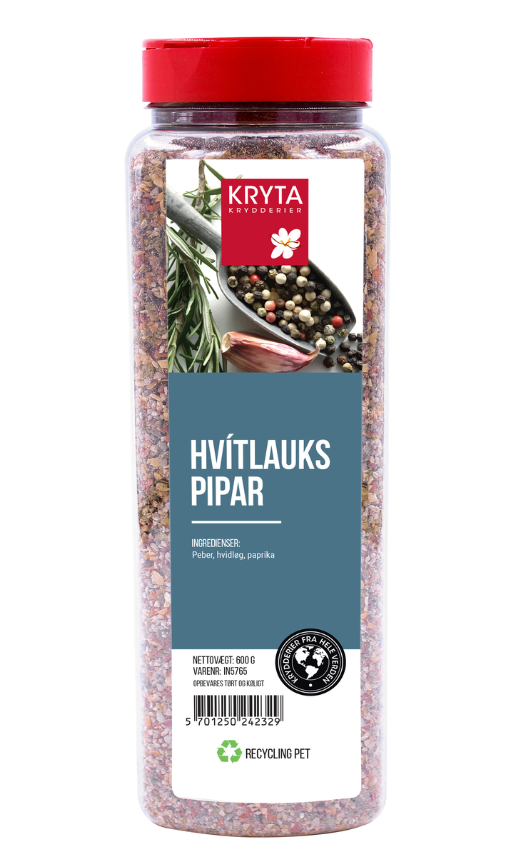 Kryta Hvítlaukspipar - Hvidløgspeber 9x600g