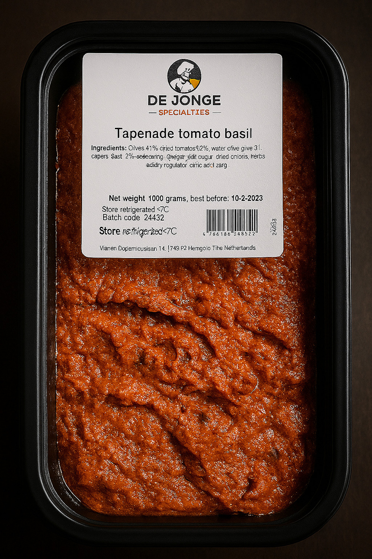 De Jonge Tapenade Tomato basil 8x1,1kg 