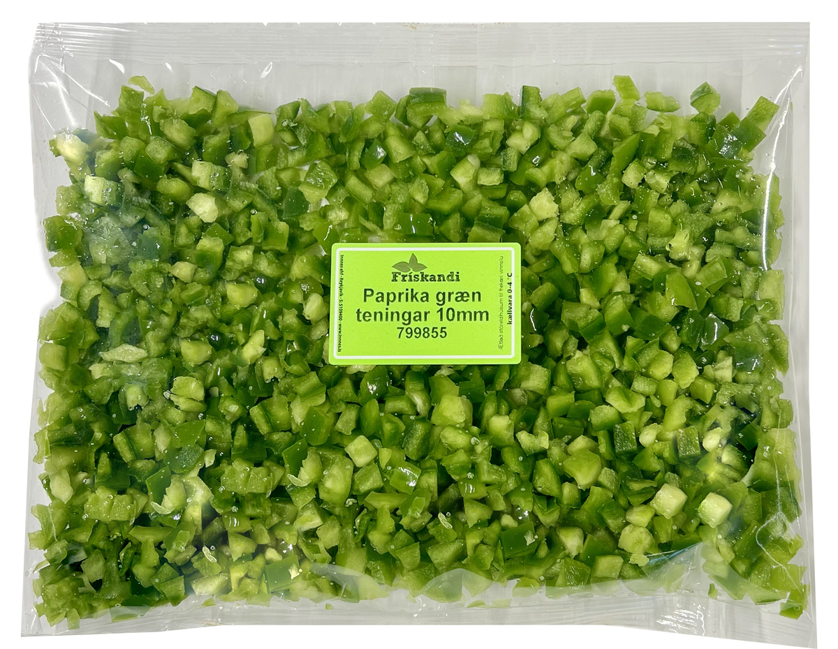 Paprika græn teningar 10mm 3kg (P)