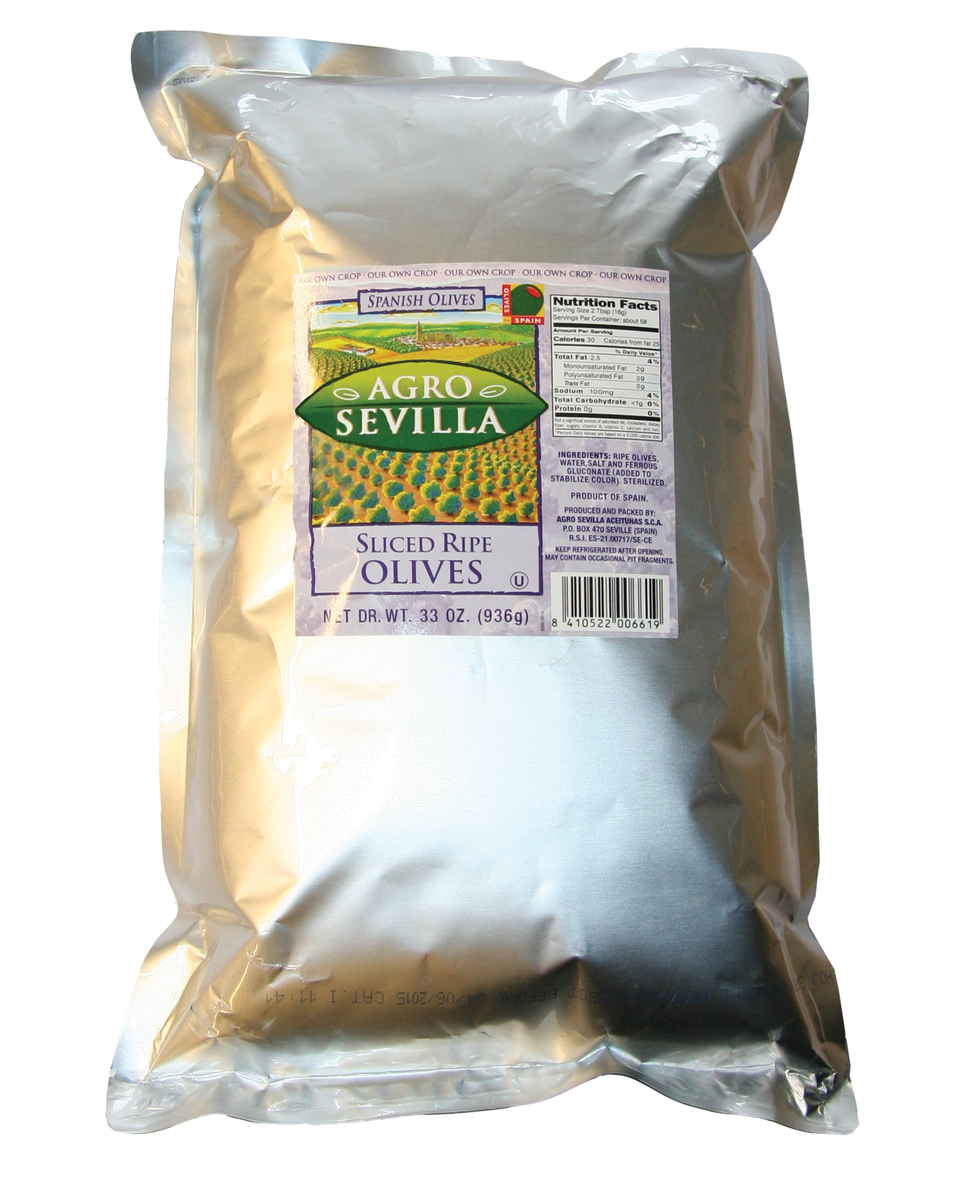 Agro/Sev.Ólífur Svartar Sneiddar Poki 10x1,8 Kg