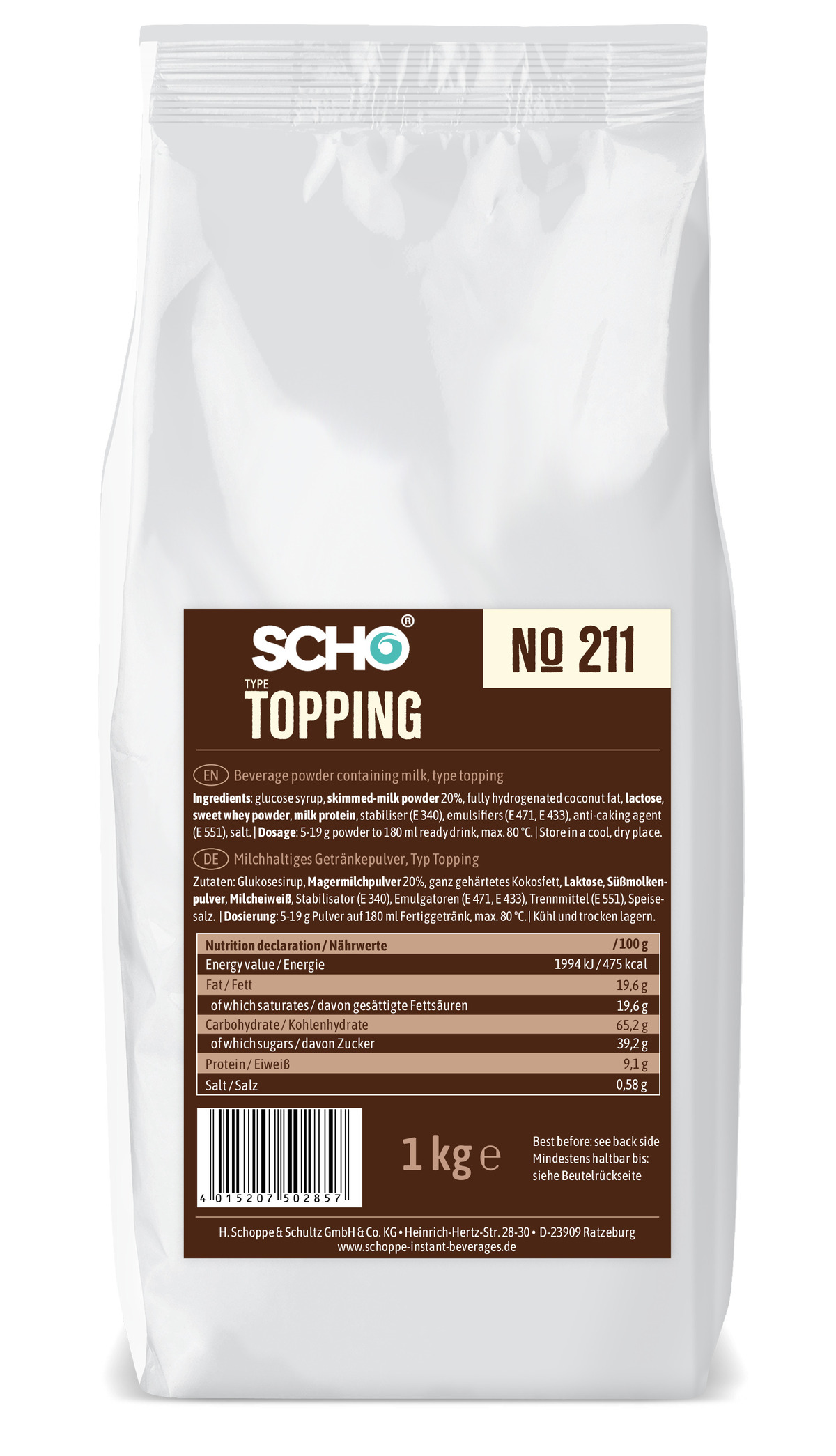 Scho Topping(Mjólkurduft í vélar) 10x1kg